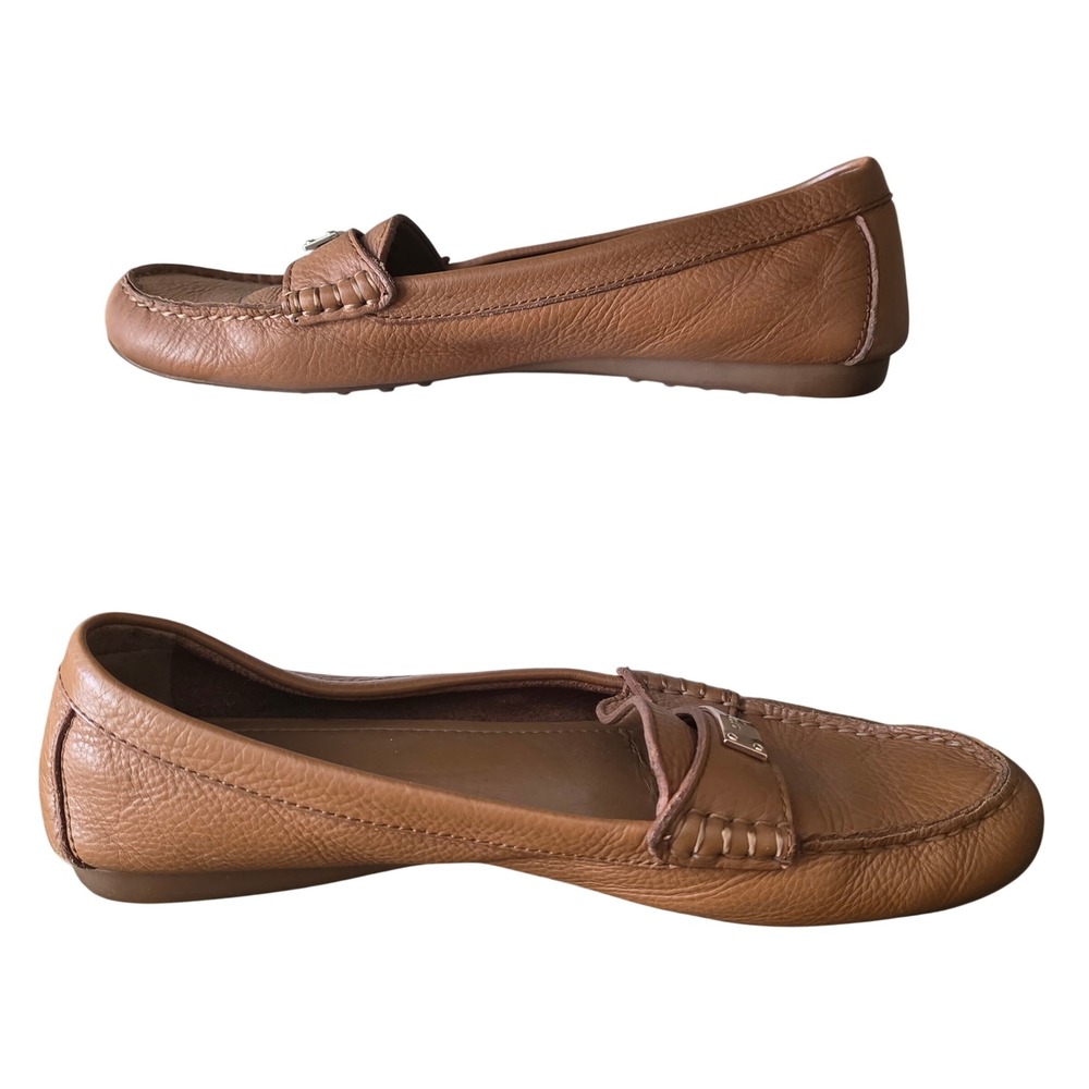 Coach Fredrica Tan Pebbled Leather Driving Loafers Shoes Brown Womens 8.5B A9175 - Picture 2 of 7